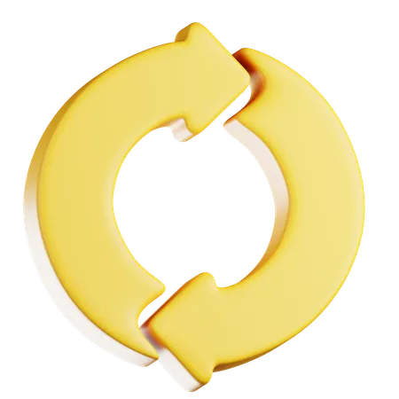Golden Circular Arrow Refresh  3D Icon
