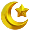 Golden Crescent Moon and Star
