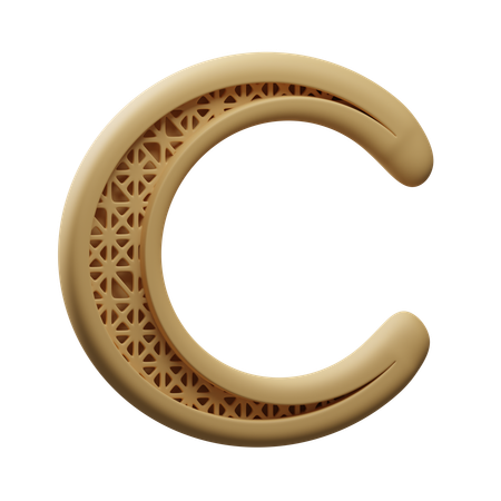 Golden Crescent with ornament  3D Icon