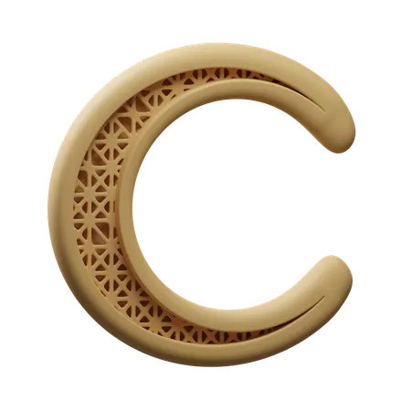 Golden Crescent with ornament  3D Icon