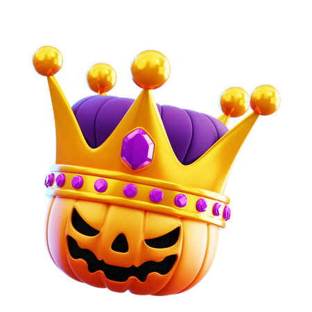 Golden Crown With Pumpkin  3D Icon