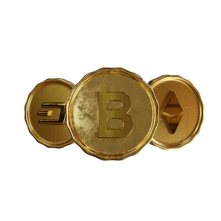 Golden crypto coins  3D Illustration