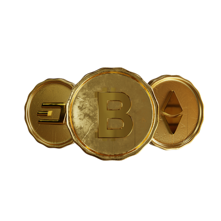 Golden crypto coins 3D Illustration