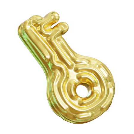 Golden Cybersecurity Key  3D Icon