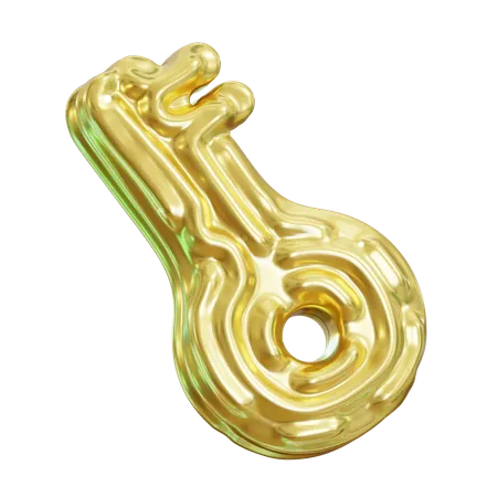 Golden Cybersecurity Key  3D Icon