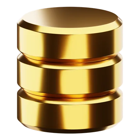 Golden Databasew Server 3 D Icon 3D Icon