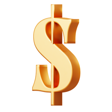 Golden Dollar Symbol  3D Icon