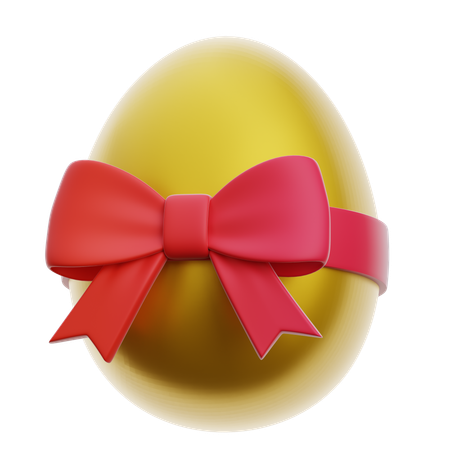Golden Egg With Ribbon  3D Icon