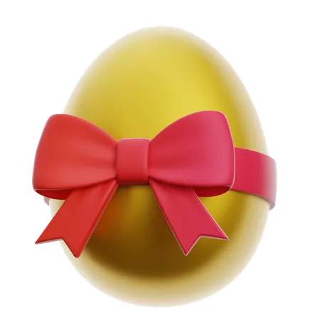 Golden Egg With Ribbon  3D Icon