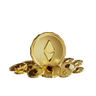 golden ethereum 3d illustration