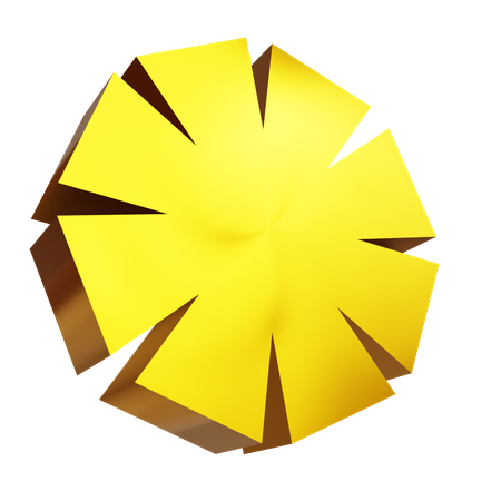 Golden Floral Curve  3D Icon