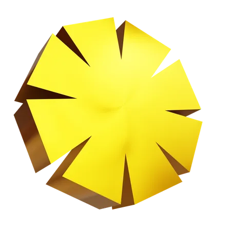 Golden Floral Curve  3D Icon