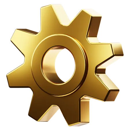 Golden gear  3D Icon