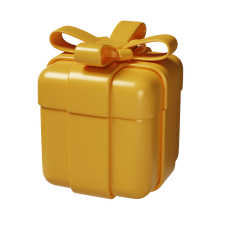 Golden Gift Box  3D Icon