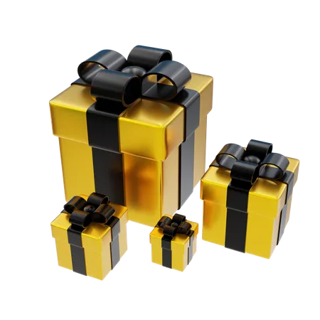 Golden Gift Box 3 D 3D Icon