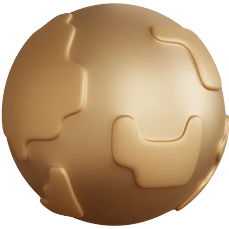3 D Rendering Golden Globe Isolated 3D Icon