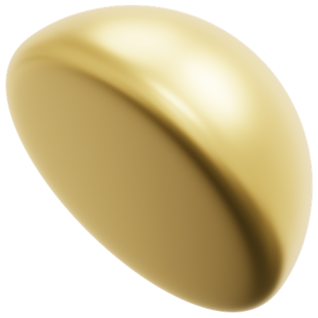 Golden Half Sphere  3D Icon