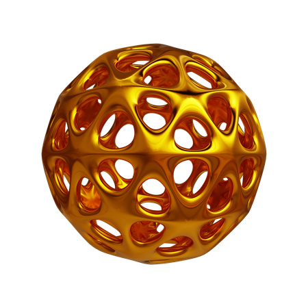 Goldener ICO-Kugeldrahtrahmen  3D Icon