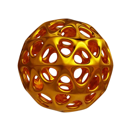 Goldener ICO-Kugeldrahtrahmen  3D Icon