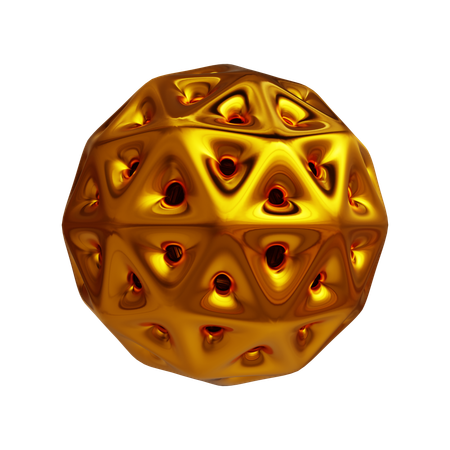 Goldener ICO-Kugeldrahtrahmen  3D Icon