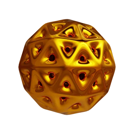 Goldener ICO-Kugeldrahtrahmen  3D Icon