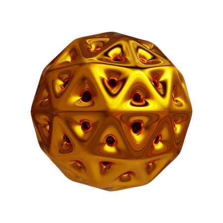 Golden Ico Sphere Wireframe  3D Icon