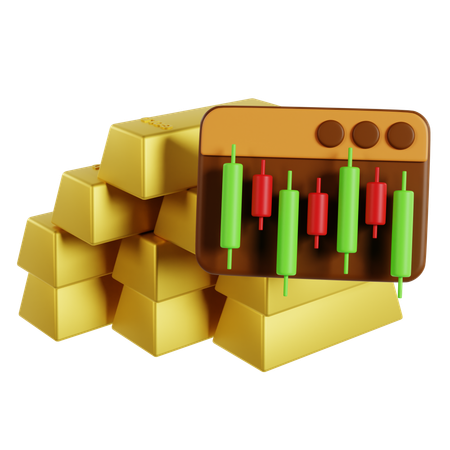 Golden Investment Market Analysis  3D Icon