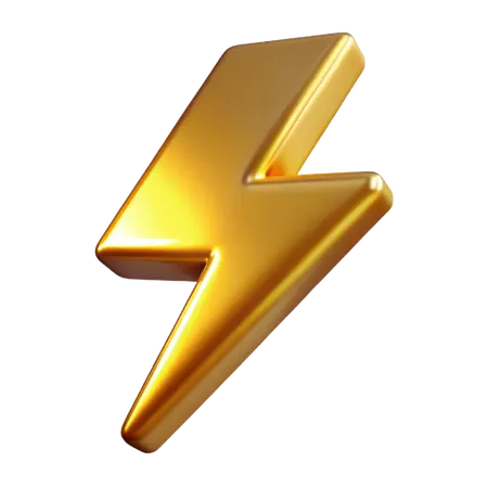 Golden Lightning Bolt  3D Icon