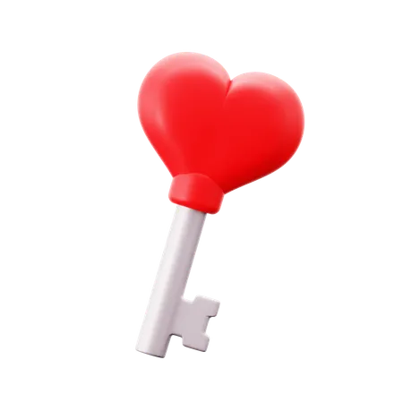 Love Key With Hearth Handle 3 D Icon Illustration Render Design 3D Icon