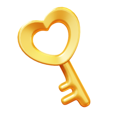 Golden Love Key  3D Icon