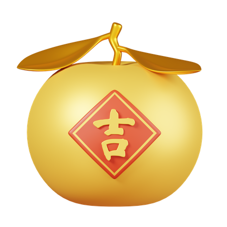 Goldene Mandarine  3D Icon