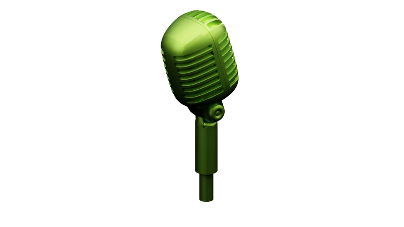 Golden Mic To Sing A Song 3D Illustration