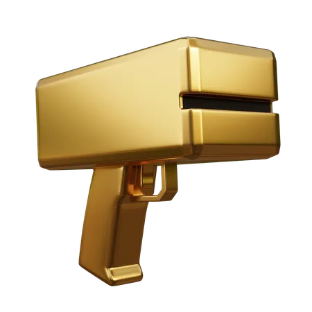 Golden money gun  3D Icon