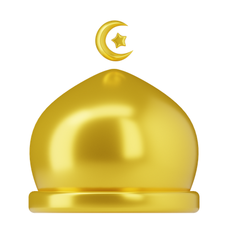 Golden mosque dome 3D Illustration