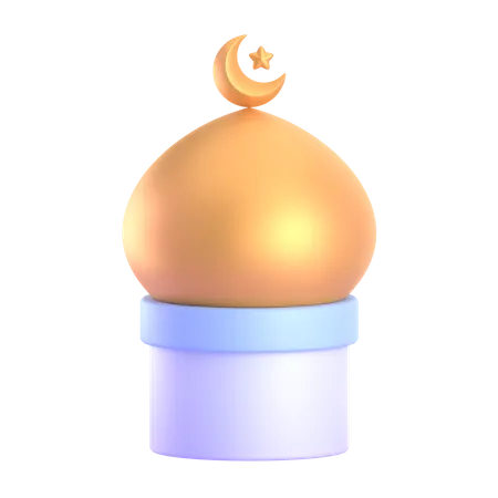 Golden Mosque Tower  3D Illustration