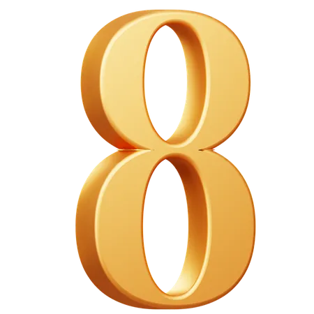 Golden Number Eight  3D Icon