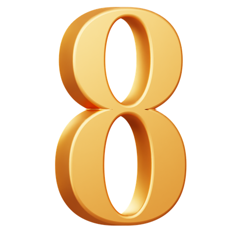 Golden Number Eight  3D Icon