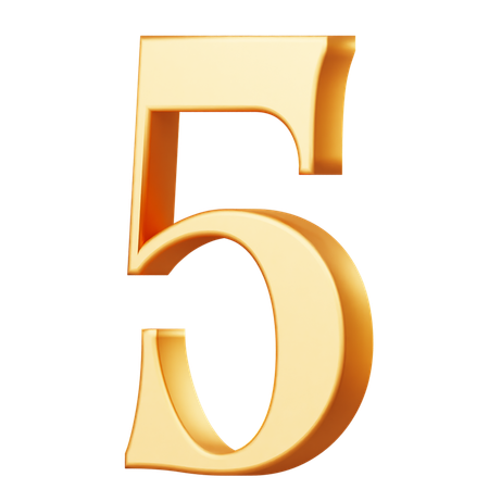 Golden Number Five  3D Icon