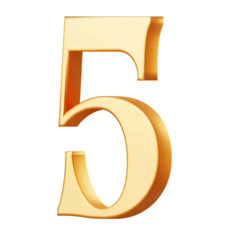 Golden Number Five  3D Icon