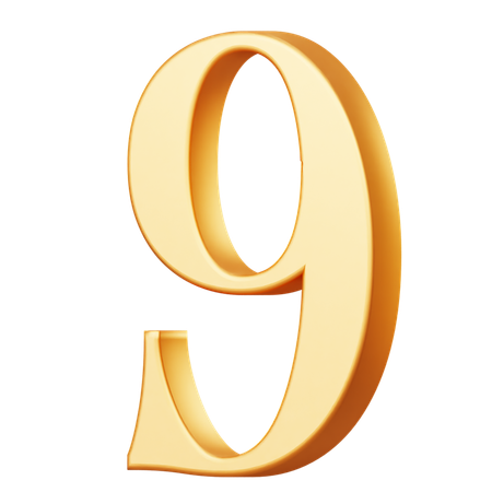 Golden Number Nine  3D Icon