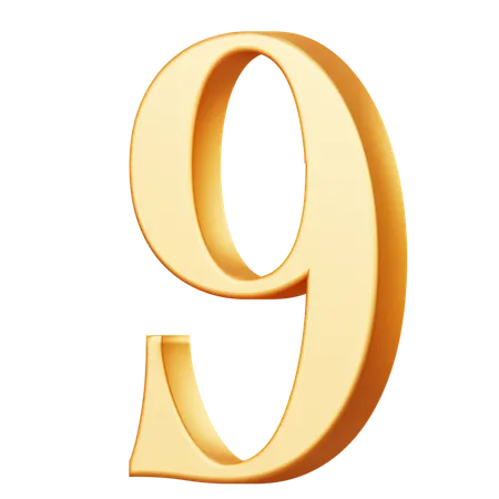 Golden Number Nine  3D Icon