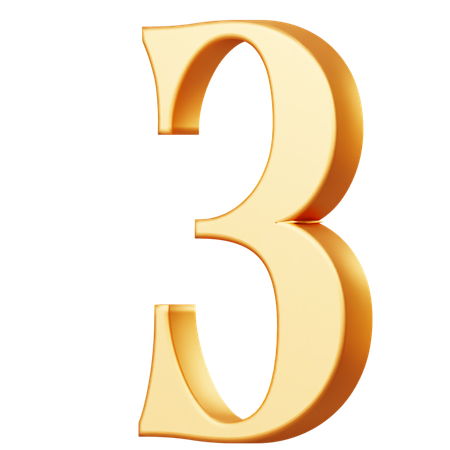 Golden Number Three  3D Icon