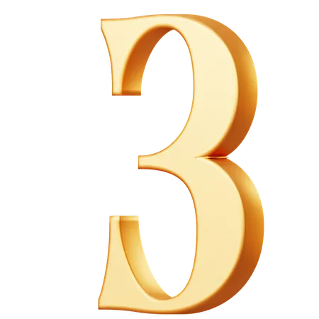 Golden Number Three  3D Icon