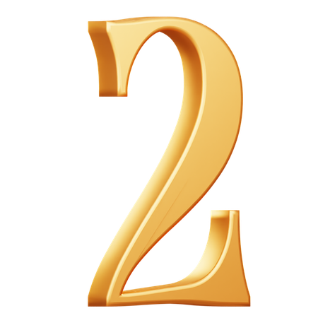 Golden Number Two  3D Icon