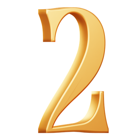 Golden Number Two  3D Icon