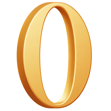 Golden Number Zero  3D Icon
