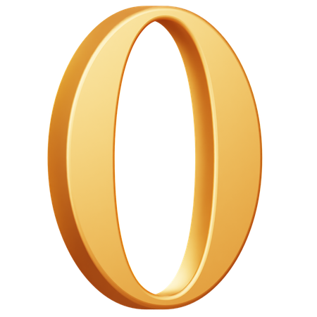 Golden Number Zero  3D Icon