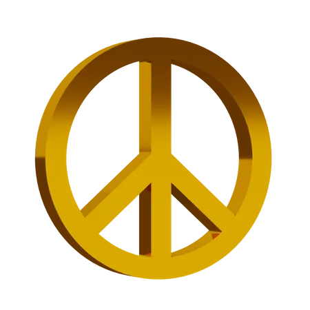 Golden Pacifism Symbol  3D Icon