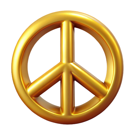 Golden Peace Sign  3D Icon