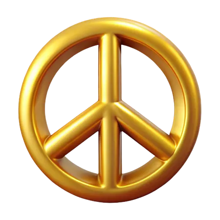 Golden Peace Sign  3D Icon